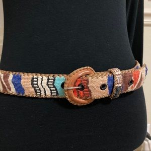 Boho Leather Embroidered Belt